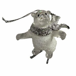 Sparkly Polar Bear on Ice Skates Ornament